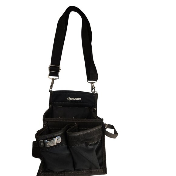 Husky Black Utility Tool Pouch With Adjustable Detachable Shoulder Strap - Picture 6 of 11